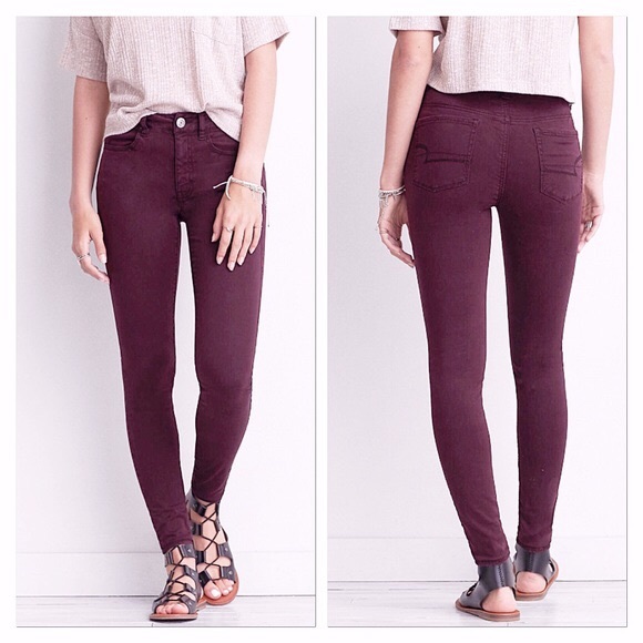 American Eagle Outfitters Denim - American Eagle Maroon Skinny Jeans